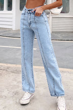 High-Waist Straight-Leg-Jeans – Schwarz