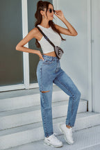 High-Waist Jeans mit Used-Look
