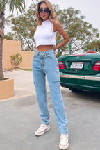 High-Waist Jeans mit Used-Look