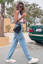 High-Waist Jeans mit Used-Look