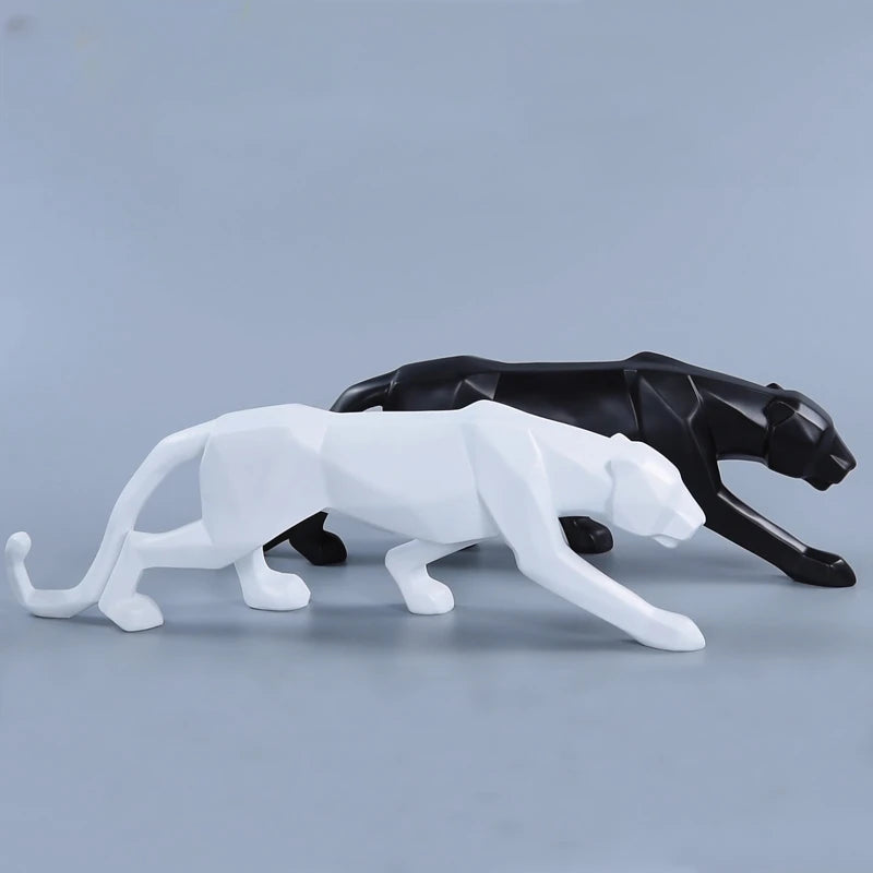Schwarz-Weiße Panther Skulpturen – Modernes Kunst-Duo für dein Interieur