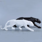 Schwarz-Weiße Panther Skulpturen – Modernes Kunst-Duo für dein Interieur