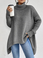 Bequemer langer Rollkragenpullover