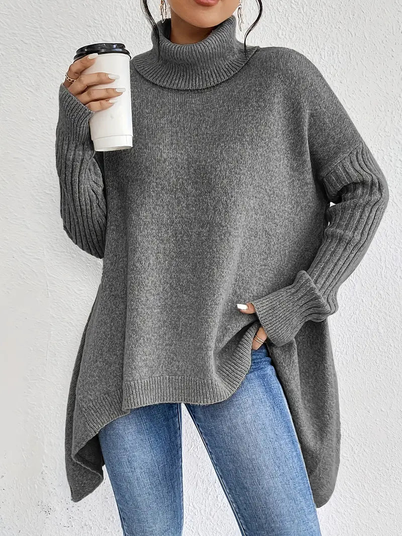 Bequemer langer Rollkragenpullover