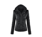 Lederjacke mit Kapuze