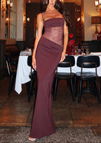 Damen Maxikleid mit Spitzen-Corsage und Spaghettiträgern