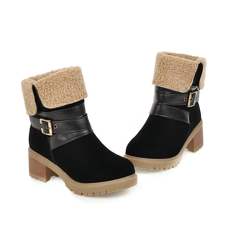 Stiefel in Wildlederoptik mit Blockabsatz