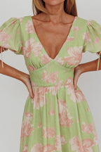 Loveberry – Maxikleid mit Puffärmeln und A-Linien-Rock