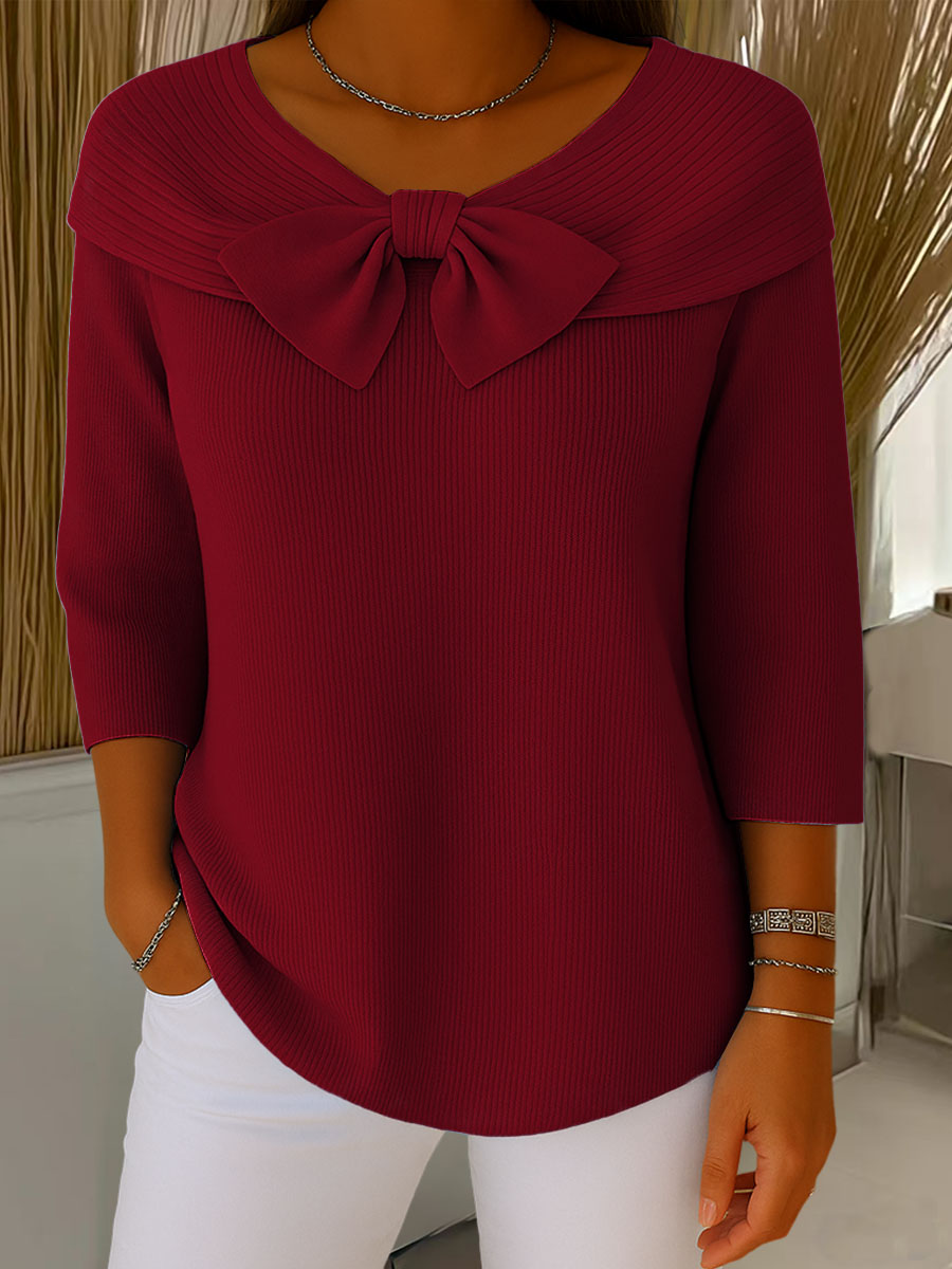Eleganter Strickpullover mit Schleifendetail