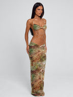 Damen Zweiteiler mit Maxirock und Schmuckdetails