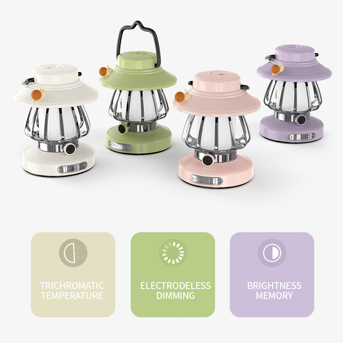 SnailGlow Tragbare Campinglampe: USB-wiederaufladbare Nachtlampe