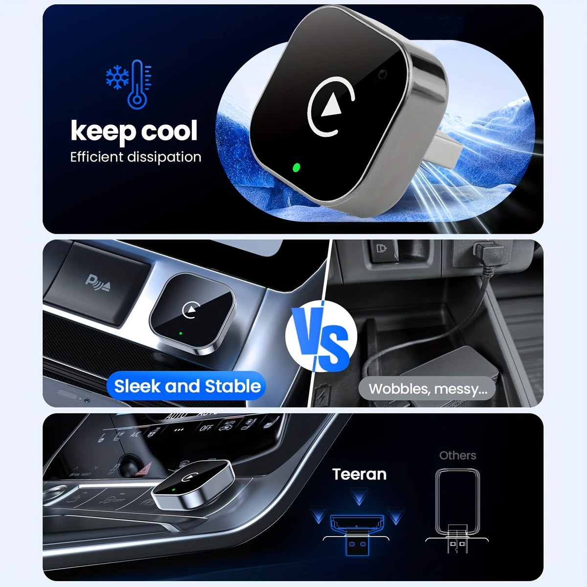 2-in-1 Drahtloser CarPlay & Android Auto Adapter: Plug & Play Schnell Verbunden