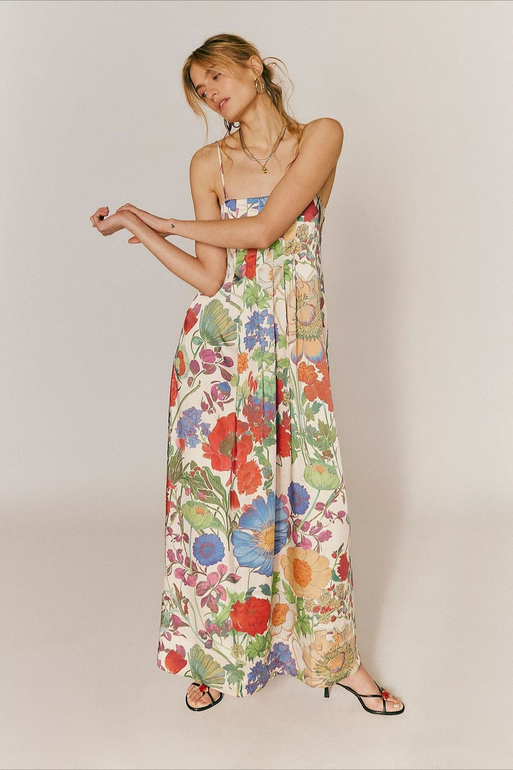 Maxikleid mit A-Linie und Blumenmuster