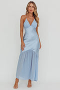 Aysah – Chiffon-Maxikleid mit Neckholder und Kristallen