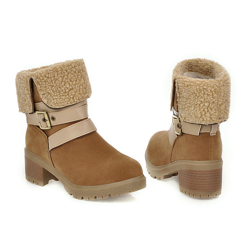 Stiefel in Wildlederoptik mit Blockabsatz