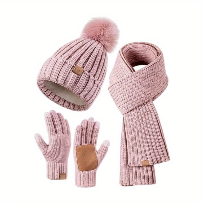 Lieke 3-in-1 Winterset – Warme Strickmütze, Schal sowie Handschuhe