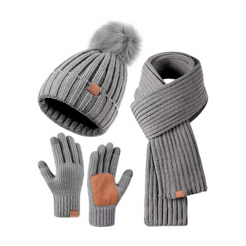 Lieke 3-in-1 Winterset – Warme Strickmütze, Schal sowie Handschuhe