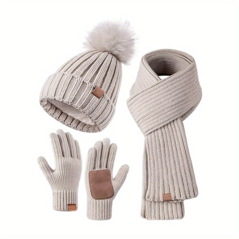 Lieke 3-in-1 Winterset – Warme Strickmütze, Schal sowie Handschuhe