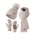 Lieke 3-in-1 Winterset – Warme Strickmütze, Schal sowie Handschuhe
