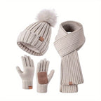 Lieke 3-in-1 Winterset – Warme Strickmütze, Schal sowie Handschuhe