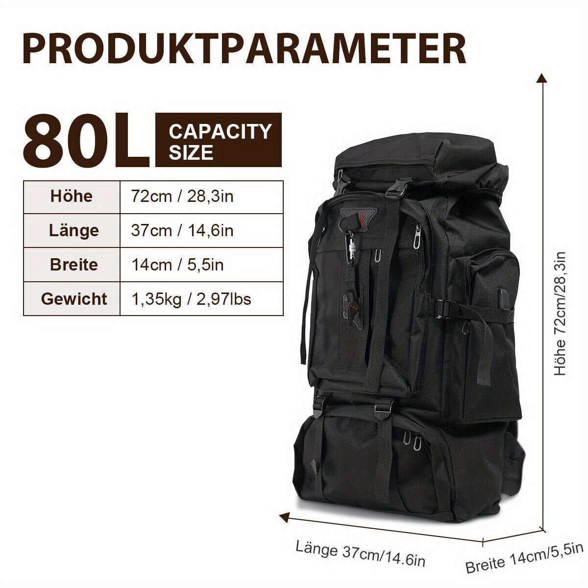 Explorer 80L Wanderrucksack – Strapazierfähig und Vielseitig