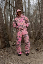 Hoodie mit Reißverschluss und Druck in Rosa