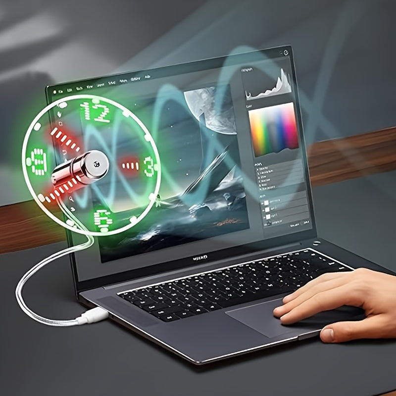 Tragbarer USB LED-Uhrenventilator inklusive Zeitanzeige