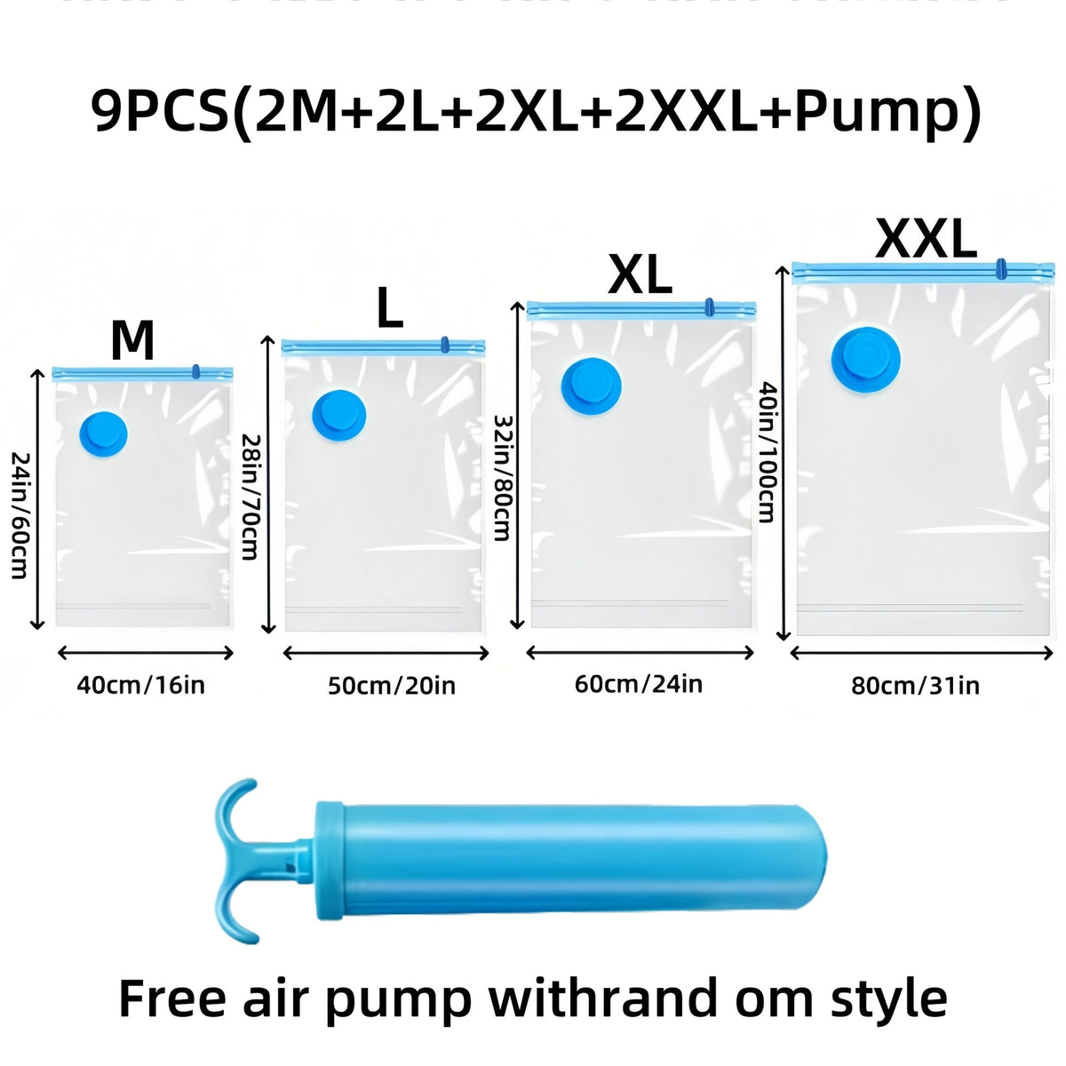 Set Extra Große Vakuum Aufbewahrungssäcke – Wiederverwendbar, Wasserdicht sowie Platzsparend