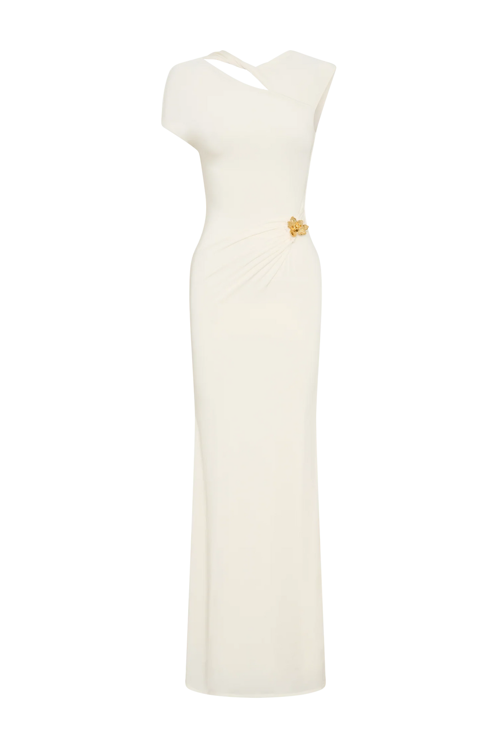 Damen Abendkleid mit asymmetrischem Ausschnitt und Drapierung