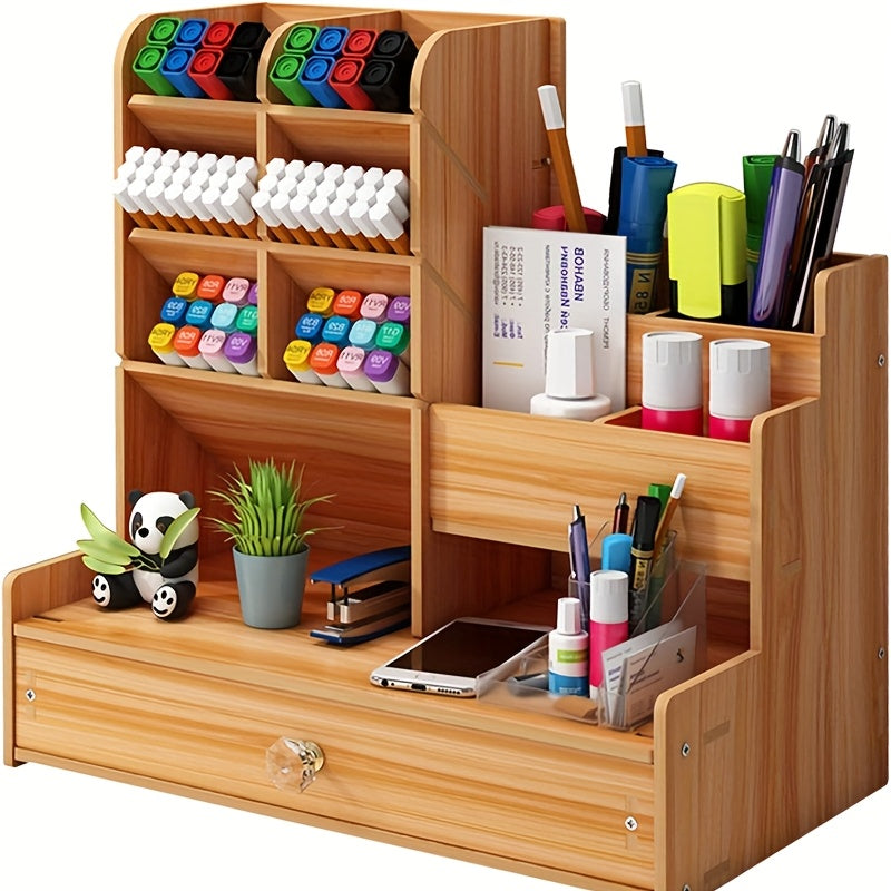 Räumliches Bambooschreibtischregal mit Schublade – Organisiere deinen Arbeitsplatz effizient und elegant