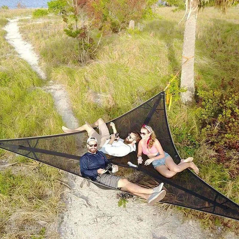 Outdoor Mehrpersonen-Hängematte mit 3-Punkt-System – Geräumig und Bequem