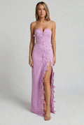 Éloise – Schulterfreies Maxikleid mit Beinschlitz und Blumenmuster