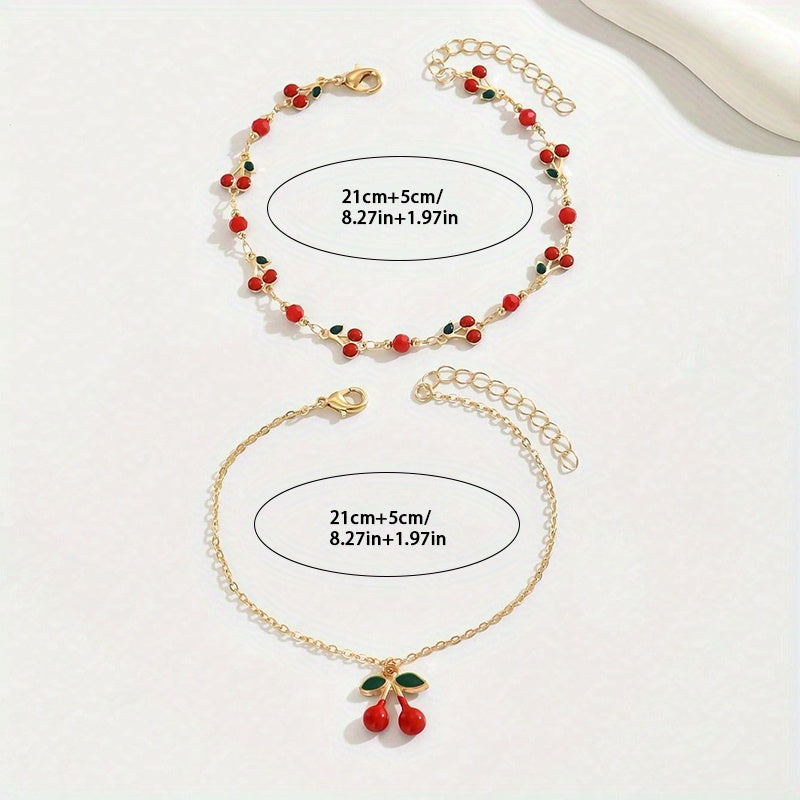 CherryTwist Doppeltes Fußkettenset – Frisch und Modisch