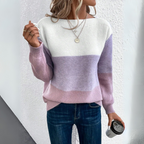 Stilvoller dreifarbiger Patchwork-Pullover