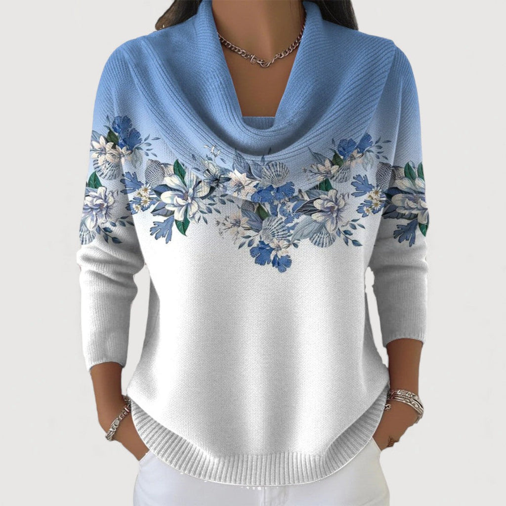 Pullover mit floralem Muster und Wasserfallkragen