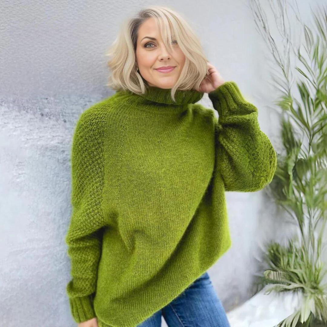 Eleganter Rollkragenpullover Angela Apfelgrün
