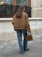 Wildleder-Overshirt mit Reverskragen