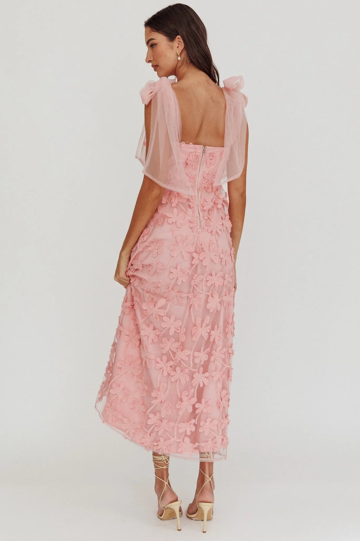 Mykonos – Maxikleid mit Mesh-Akzenten