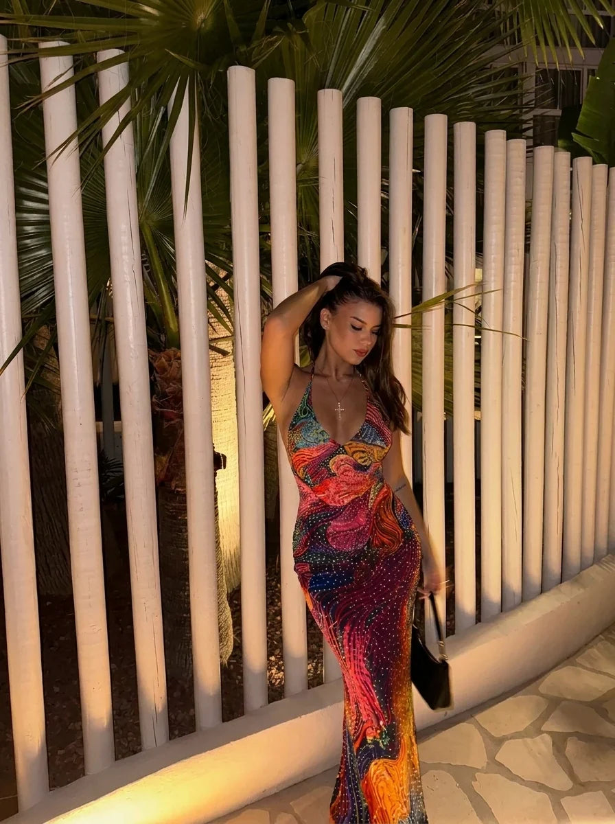 Esmeralda – Maxikleid mit Neckholder und offenem Rücken