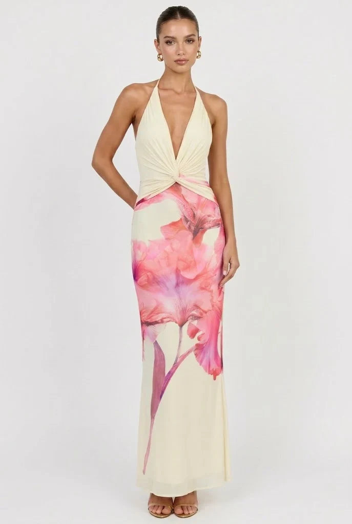 Nerissa – Maxikleid mit Neckholder und offenem Rücken
