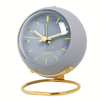 Nordic Silent Desk Clock: Leuchtende Zeiger & Metallrahmen