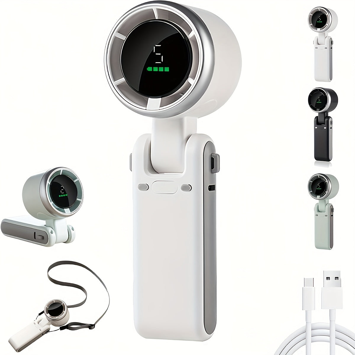 Kompakter Turbo Handventilator – 3-in-1 USB wiederaufladbar inklusive 5 Geschwindigkeiten