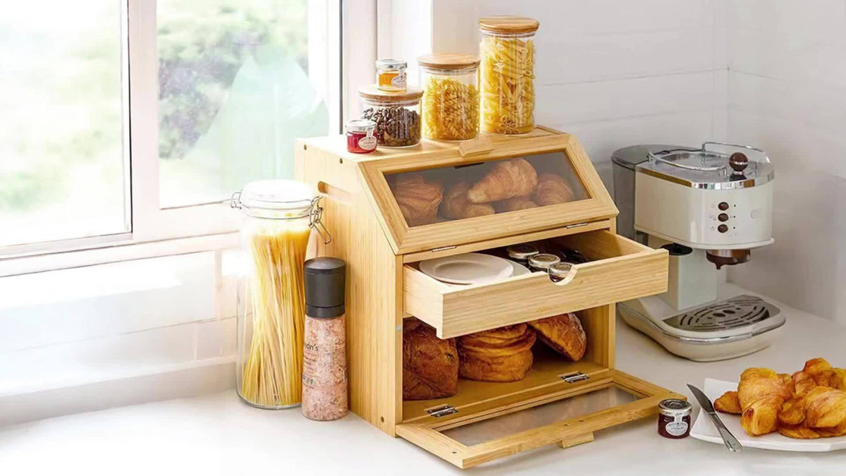Bambus Brotdose mit Doppelten Regalen – Praktisch und Elegant
