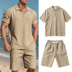 Herren Leinen Polo sowie Shorts Set – Bequem und Lässig für Warme Tage
