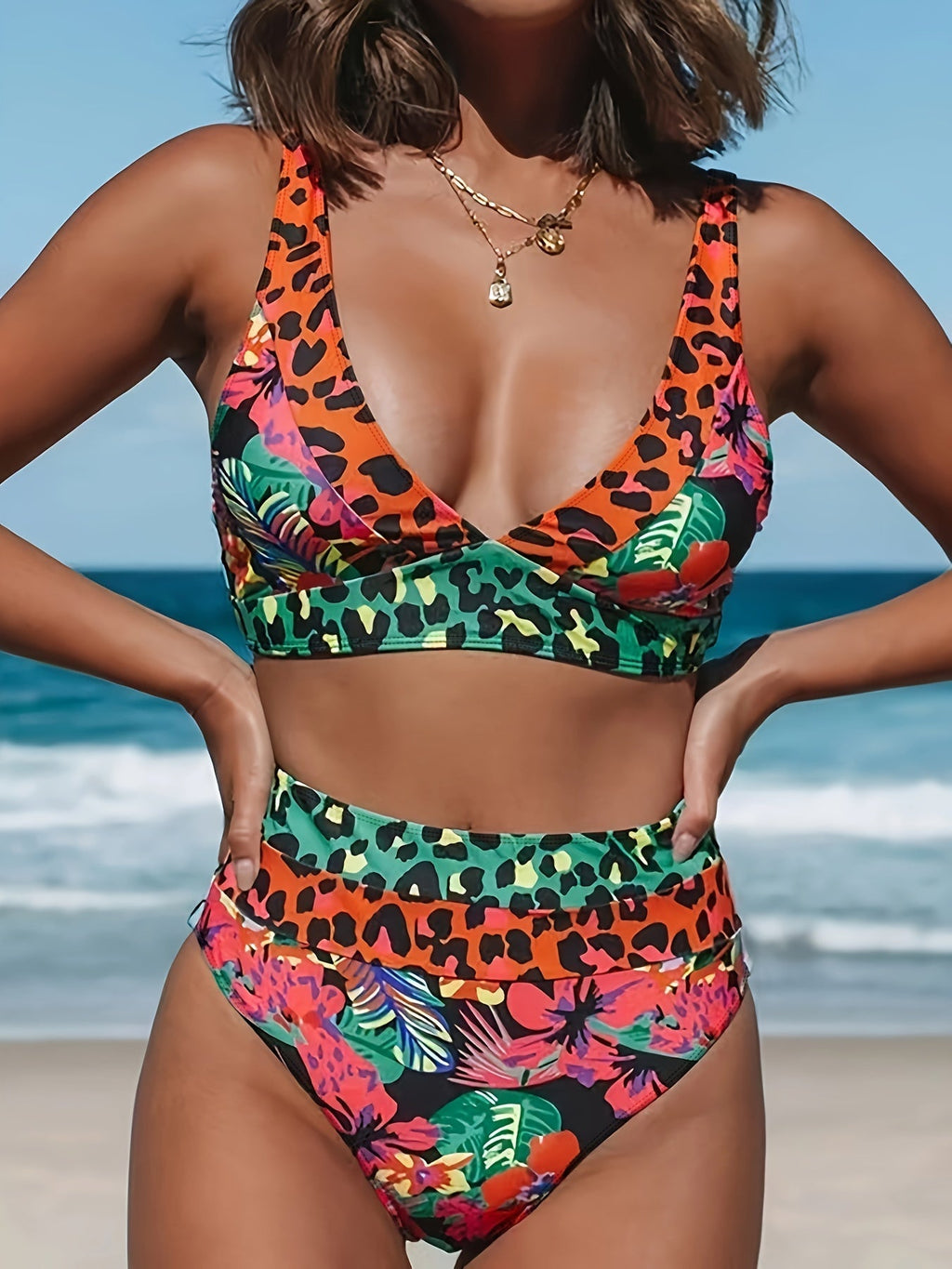 Tropisches Leopard High Waist Bikini Set – Elegant und Komfortabel