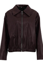 Jacke mit Kunstleder in Braun mit Leder