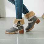 Stiefel in Wildlederoptik mit Blockabsatz