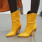 Cowboystiefel in Lederoptik mit Keilabsatz