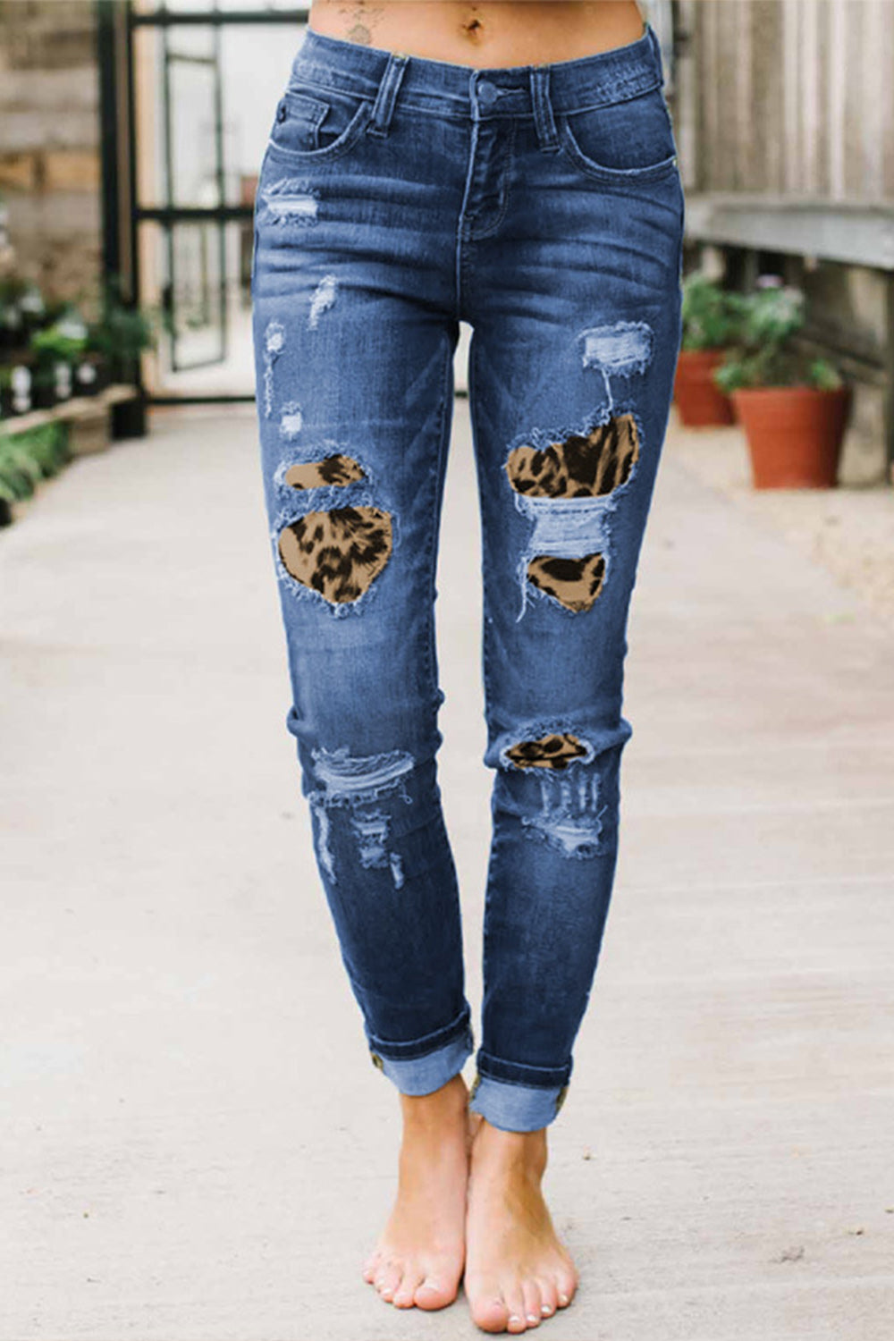 Jeans mit Leoparden-Print