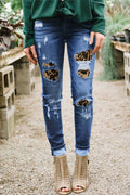 Jeans mit Leoparden-Print